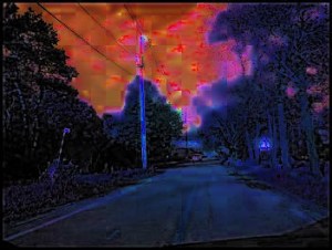 Night Road, photo by me, digital manipulation courtesy of GIMP
